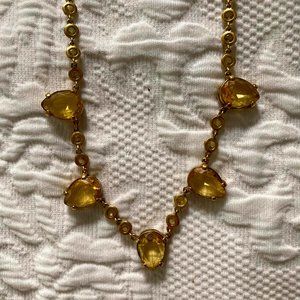 Medium Gold Statement Necklace with Yellow Stones